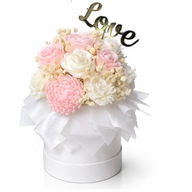 FLOWERBOX ze świec sojowych PUDROWY RÓŻ i BIEL Prezent na Walentynki TOPER LOVE