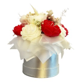 Biało-Czerwony Flowerbox ze Świec Sojowych | MKcandle – Elegancki Prezent i Dekoracja